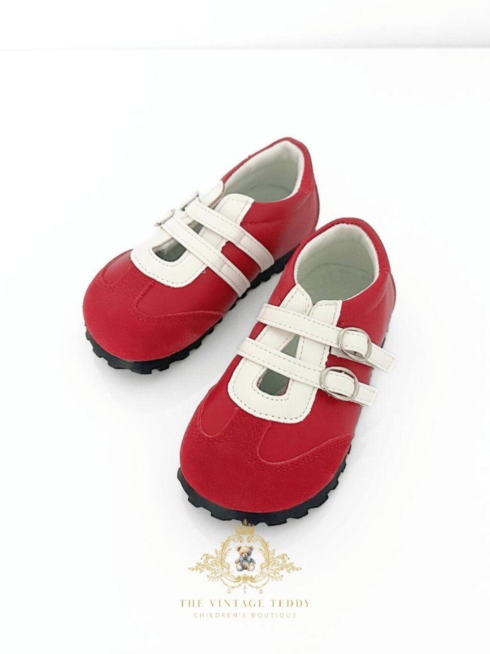 NWT Cute Girls Sneakers Children's Shoes Kicks Athletic Sports Stripes Red 8.5 - Picture 2 of 4